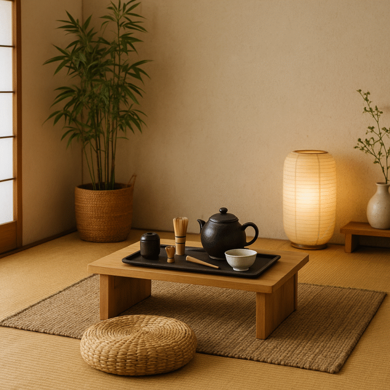 chá em casa no estilo japonês
